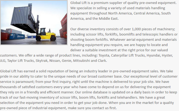 Global Lift Equipment Salt Lake City